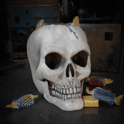 SmartSelect_20221006-143731_CapCut.gif STL file Two designs, Skull bowl with eye, Skull bowl, no supports, Candy dish, Halloween decoration・3D print object to download