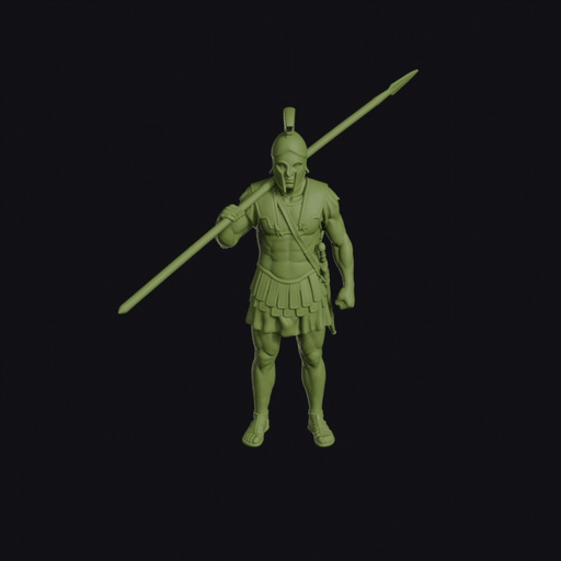 Epirote Pikeman at Ease with Shouldered Sarissa and Phrygian Helmet