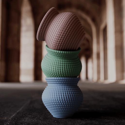 Pixel Vase V1 | Classic Urn Shape | Plant Pot | Plantar - 3D model önizlemesi