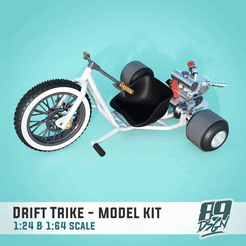 0.gif STL file Drift Trike - fat tire 1:24 & 1:64 scale model set・3D printing model to download