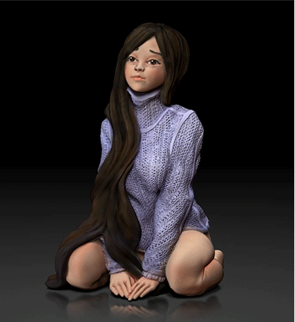 Sitting-Cute-Girl.gif Fichier STL Fille mignonne - fille d'anime - femme sexy - modèle imprimé 3D・Modèle pour imprimante 3D à télécharger, adamchai