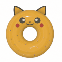 Untitled-design-5.gif STL-Datei Pikachu Donut & pokemon Schlüsselanhänger・Modell zum Herunterladen und 3D-Drucken