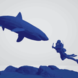 shark-sttack1.gif Fichier STL plongeur attaqué par un requin .... !・Design pour impression 3D à télécharger
