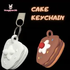 Cod377-Cake-Keychain.gif Fichier 3D Porte-clés gâteau・Design pour imprimante 3D à télécharger