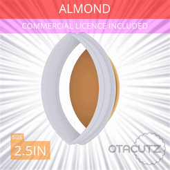 Almond~2.5in.gif STL file Almond Cookie Cutter 2.5in / 6.4cm・3D print object to download