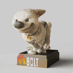 Bolt.gif STL file Bolt- CANINE-RUNNING POSE-FANART FIGURINE・3D printer model to download