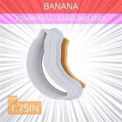 Banana~1.75in.gif Archivo 3D Cortador de galletas de plátano 1.75in / 4.4cm・Modelo para descargar y imprimir en 3D