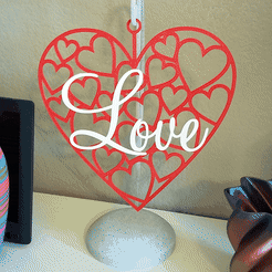Heart-Love-Hanging-Sign-Slideshow-Simple.gif STL file ♥ Heart Love Hanging Sign ♥・Model to download and 3D print