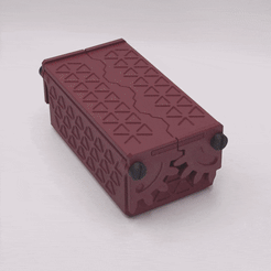 Candy_Box_Gif.gif STL file Box with spur gear hinge lids (moving, hiding, mechanical)・3D print design to download