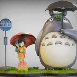 Mei-Kusakabi-My-Neighbor-Totoro.gif Datei STL Satsuki Kusakabe und Totoro diorama -トトロ-My Neighbor Totoro-studio Ghibli-FANART FIGURINE・Modell für 3D-Druck zum herunterladen