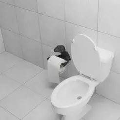 toilet.gif STL-Datei 🦖 Raptor 🦖 Toilettenpapier 🧻 Halter 🧻.・3D-Druckvorlage zum Herunterladen