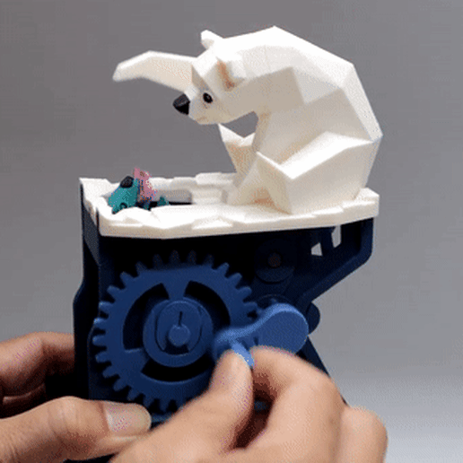 ezgif.com-crop.gif Free STL file Polar Bear with Seal (automata)・3D printable object to download, Amao