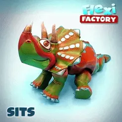 Dan-Sopala-Flexi-Factory-Triceratops02.gif STL file Flexi Print-in-Place Triceratops・3D printer model to download