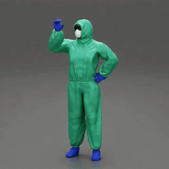 ezgif.com-gif-maker-13.gif Fichier 3D Homme portant une combinaison antivirus, debout et tenant・Modèle pour imprimante 3D à télécharger