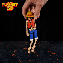 Luffygiffff.gif STL file SKELETON LUFFY - FLEXIBLE - ONE PIECE - EASY TO PRINT - NO SUPPORTS・3D printing idea to download