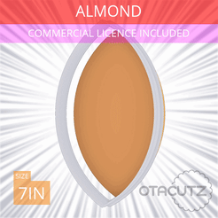 Almond~7in.gif Fichier STL Emporte-pièce en forme d'amande 7in / 17.8cm・Plan pour imprimante 3D à télécharger