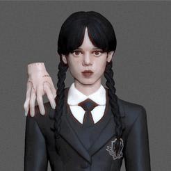 Untitledbig-1.gif 3D file WEDNESDAY ADDAMS UNIFORM GIRL CHARACTER 3D PRINT・3D printing idea to download