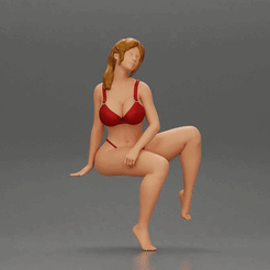 ezgif.com-gif-maker-9.gif Файл 3D Сексуальная девушка в бикини позирует на пляже, сидя в шезлонге・3D-печатная модель для загрузки