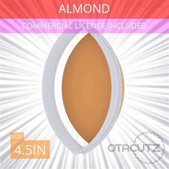 Almond~4.5in.gif STL file Almond Cookie Cutter 4.5in / 11.4cm・3D printing model to download