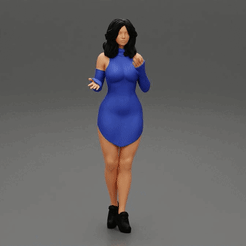 232-2.gif 3D file Stylish Woman in Dress with Open Shoulders 3D Print Model・3D print design to download
