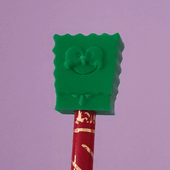 Sponge-Bob-Pencil-Topper-1.gif Descargar archivo STL Cubierta de lápiz de Bob Esponja Pantalones Cuadrados • Plan imprimible en 3D, MrY