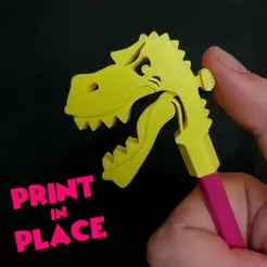 thumbnail.gif STL file Dino Pencil Utensil・Design to download and 3D print