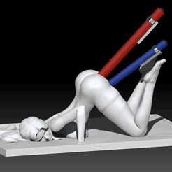 00.gif Файл 3D Многофункциональный держатель для телефона сексуальной девушки + держатель для ручки・Дизайн для загрузки и 3D-печати, NaughtyPeach
