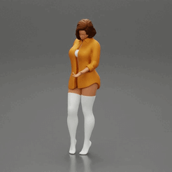 ezgif.com-gif-maker-17.gif Файл 3D Сексуальная девушка стоит в открытой длинной рубашке и бюстгальтере・3D-печатный дизайн для загрузки