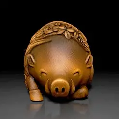 Cofeebeanpig.gif coffeebean pig sculpture -3d print model