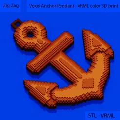01.gif Voxel Anchor Pendant - VRML Color Print and STL File - 8-bit Pixel Art - Voxel Art