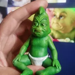 BabyGif-2.gif STL file BABY GRINCH (JIM CARREY 2000) CHRISTMAS ORNAMENT・Model to download and 3D print