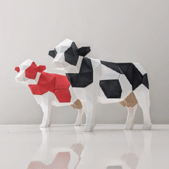 gif用10fps.gif STL file Low Poly Cow Puzzle・3D printing idea to download