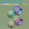 0.gif Semi Truck Wheel set w/ low profile tires 1-24th