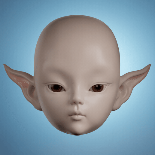 Layla - Elf Ear BJD Head Fantasy Doll Head, Pointed Ears, Articulated Doll Head, Ball Jointed Doll Head