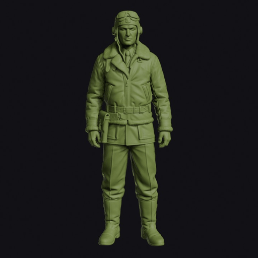 Second World War Polish RAF Pilot Standing in a Leather Jacket and Flying Helmet