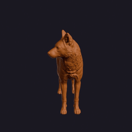 Realistic Dhole Looking Side Animal Sculpture