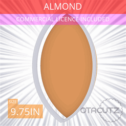 Almond~9.75in.gif STL file Almond Cookie Cutter 9.75in / 24.8cm・Design to download and 3D print
