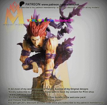 Garou.gif Garou ガロウ-1 Punch Man- (VRML Color File is included!!) -Classic anime & Mascot Characters- FAN ART