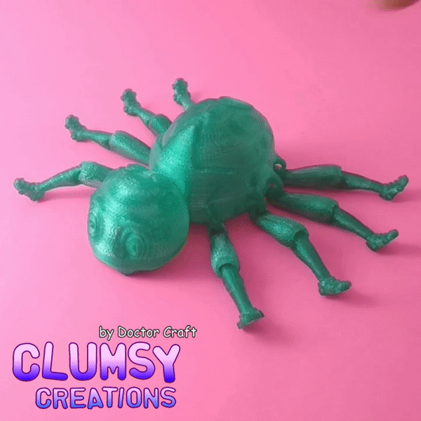 spider_L.gif STL file CLUMSY PRINT-IN-PLACE SPIDER Flexi・3D print object to download, Doctor_Craft