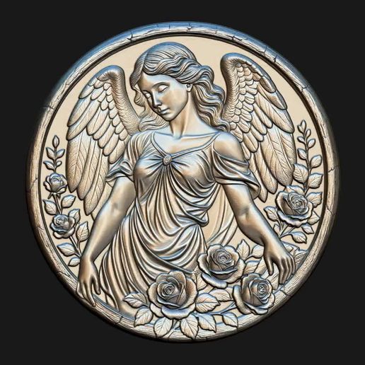 Angel.mp4 Angel Relief for CNC Laser and 3D Print STL File and 4K Grayscale TIF - High Detail 3D Model