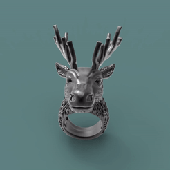 Deer-Ring-Gif.gif Download OBJ file Deer Ring 3-sizes • 3D print template, Unigol