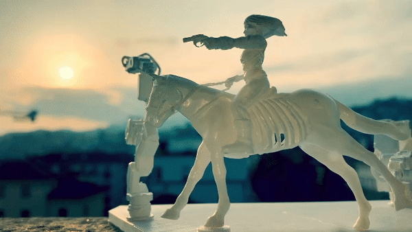 ezgif-6-f7cc9d30ddc8.gif Файл STL Westworld diorama, woman riding horse・Шаблон для 3D-печати для загрузки, MarcoMota3DPrints