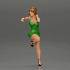 ezgif.com-gif-maker-26.gif Файл 3D Сексуальная девушка в мини-платье и на каблуках, прислонившаяся к стене・Модель для загрузки и печати в формате 3D