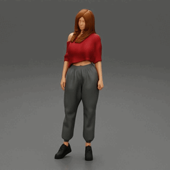 226.gif Archivo 3D Mujer atractiva con zapatillas y pantalones sin hombros Modelo de impresión 3D・Objeto imprimible en 3D para descargar, 3DGeshaft
