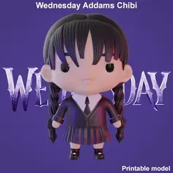 wandinha-1.gif STL file Wednesday Addams Chibi・Design to download and 3D print