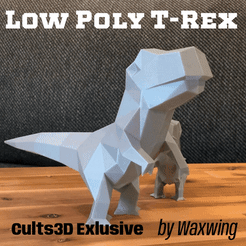 T-rex-thumbnail.gif 3MF-Datei Low Poly Dinosaurier T-Rex 🦖・Design zum Herunterladen und 3D-Drucken