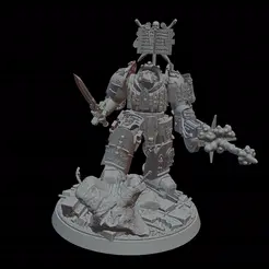 video0001-0240-6.gif 3D file GRAYGAWRS "GRAY SCALE" DEMON HUNTING PALADIN WITH SCENIC BASE #7・Design to download and 3D print