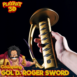 0.gif 3D file COLLAPSING ACE SWORD - GOL D. ROGER - ONE PIECE - (PRINT IN PLACE + ASSEMBLY VERSION)・3D printing idea to download