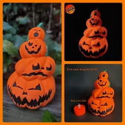 col-pumpkins.gif STL-Datei Pumkin Stack Dekoration kostenlos・3D-druckbares Modell zum herunterladen