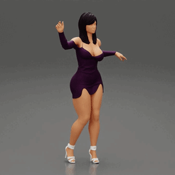 ezgif.com-gif-maker-6.gif Fichier 3D Jeune fille séduisante portant une robe à manches longues et des talons hauts.・Plan pour impression 3D à télécharger